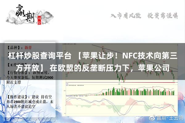 杠杆炒股查询平台 【苹果让步！NFC技术向第三方开放】 在欧盟的反垄断压力下，苹果公司