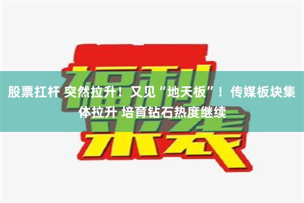 股票扛杆 突然拉升！又见“地天板”！传媒板块集体拉升 培育钻石热度继续